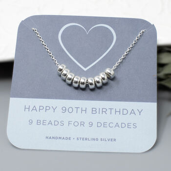 90th Birthday Bead Necklace, Kate, Sterling Silver, 3 of 5
