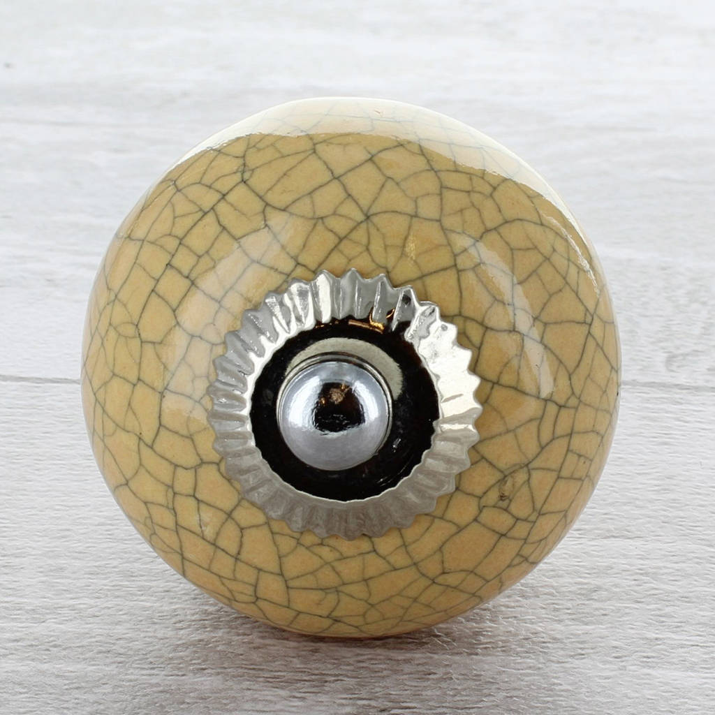 Yellow Crackle Cupboard Door Knob Drawer Handle By G Decor