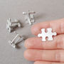 Jigsaw Puzzle Cufflinks In Silver, thumbnail 3 of 5