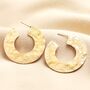 Oversized Hammered Flat Hoop Earrings In Gold, thumbnail 1 of 4