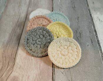 100% Cotton Face Scrubbies Pack Of Six, Two Colours, 3 of 5