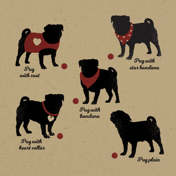 Personalised Pug Print For One Or Two Dogs, 2 of 12