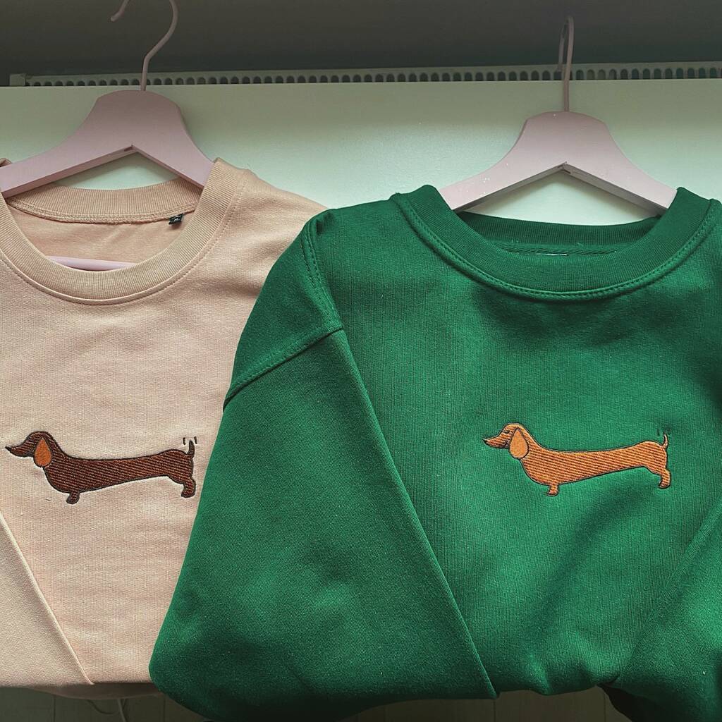 Embroidered 'Sausage Dog' Sweater By This Sweet Year