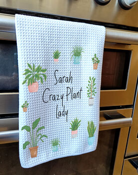 Personalised Crazy Plant Lady Tea Towel, 2 of 5