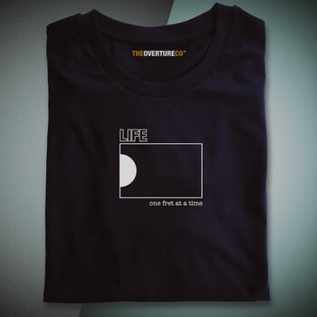 Guitar Shirt Gift For Guitarists. 'Life One Fret at a Time' Single Fret Statement Shirt, 9 of 10