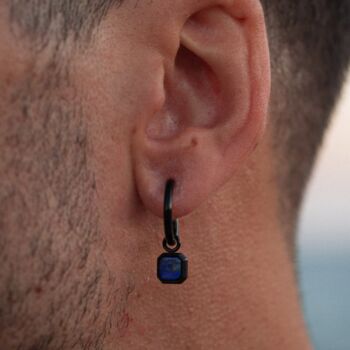 Black And Blue Lapis Lazuli Dangle Earring For Men, 4 of 10