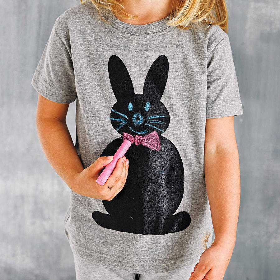 Kids Chalkboard T Shirt Bunny Design, 1 of 7