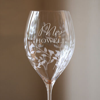 Personalised Set Of Two Floral Crystal Wine Glasses, 2 of 8