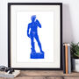 David Statue Blue Linocut Print, thumbnail 4 of 5