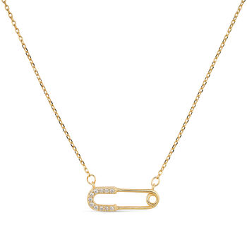 Dainty 14 K Gold Safety Pin Necklace, 2 of 6