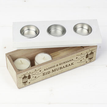 Personalised Eid And Ramadan Triple Tea Light Box Tealight, 2 of 4