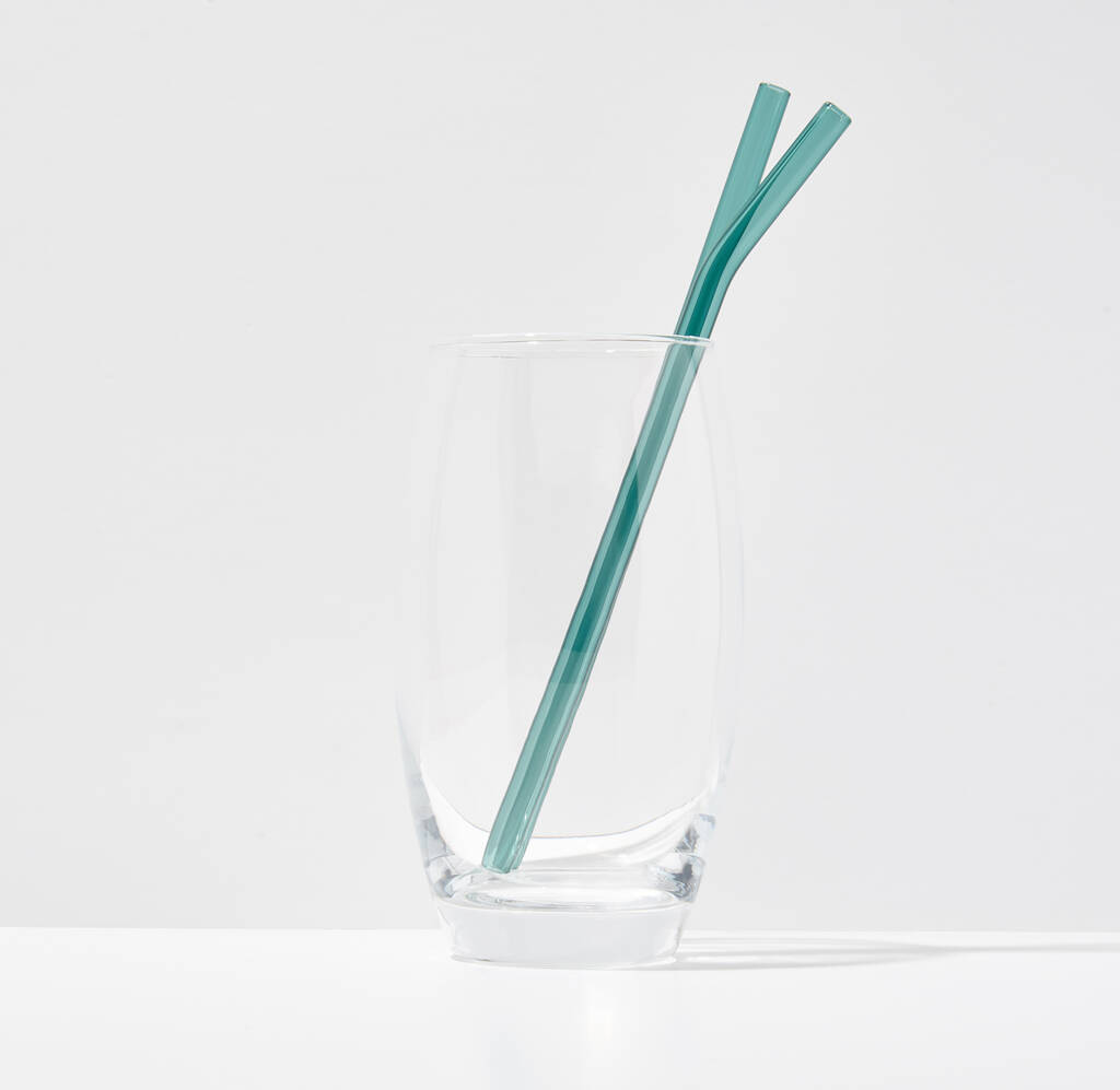 Set Of Two Reusable Glass Straws With Bag And Brush By Sucka
