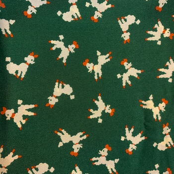 Green Poodle Print Silky Scarf, 3 of 4