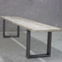 Trafalgar Reclaimed Wood Bench With Square Steel Frame, thumbnail 4 of 5
