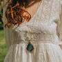 Gold Plate And Blue Agate Crystal Long Length Necklace, thumbnail 7 of 9