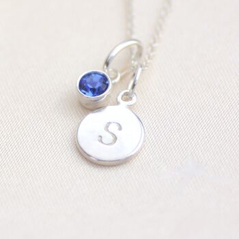 Sterling Silver Mini Initial And Birthstone Necklace, 2 of 8