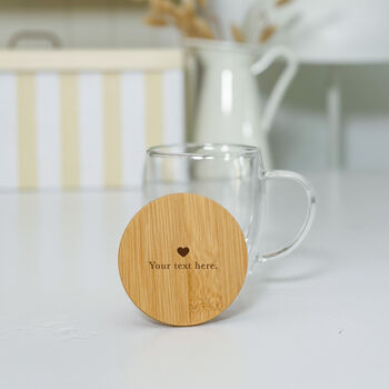 Custom Double Wall Glass Mug With Bamboo Lid, 4 of 5