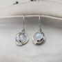 Handmade Silver Fiery Moonstone Drop Earrings, thumbnail 3 of 8