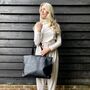Extra Large Maxi Black Leather Carry All Tote Bag, thumbnail 3 of 10