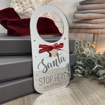 Gold Santa Stop Here Sign Personalised For Children, 9 of 10