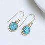 Gold Plated Turquoise Oval Earrings, thumbnail 2 of 5
