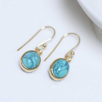 Gold Plated Turquoise Oval Earrings, 2 of 5