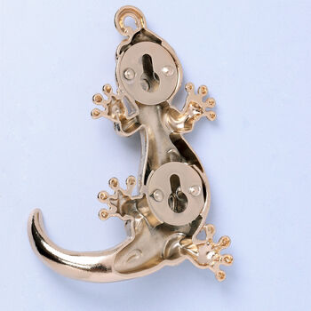 G Decor Set Of Two Solid Brass Lizard Wall Coat Hooks, 4 of 5