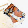 Reversible Brown Beige Floral Neck Silky Tie Scarf, thumbnail 5 of 10