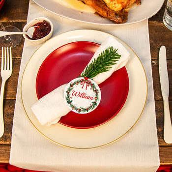 Personalised Name Christmas Wreath Place Setting, 2 of 7