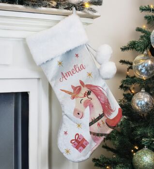 Personalised Velvet Unicorn Stocking Or Sack, 4 of 7
