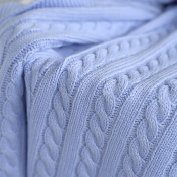 Personalised Blue Knitted Baby Blanket, 6 of 9