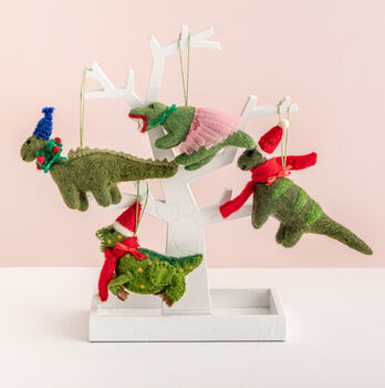 Personalised Felt Dinosaur Specs Christmas Decoration, 3 of 5