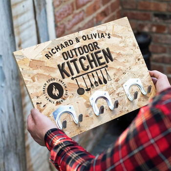 Personalised Outdoor Kitchen Sign With Hooks, 5 of 9