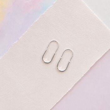Oval Hoop Minimalist Sterling Silver Earrings, 2 of 7
