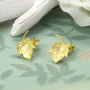 Gold Plated Sterling Silver Ivy Leaf Stud Earrings, thumbnail 1 of 4