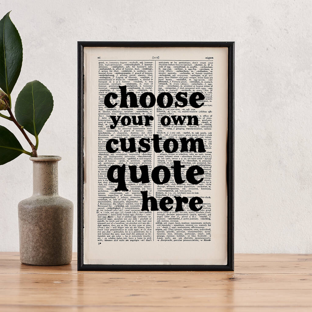 Custom Quote Framed Book Page Print By Bookishly | notonthehighstreet.com