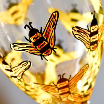 Bumblebee Painted Wine Glass, 2 of 7