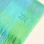 Personalised Green And Blue Check Winter Scarf, thumbnail 4 of 5