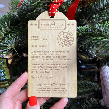 New Sibling Tree Decoration From Father Christmas, 2 of 7
