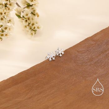 Sterling Silver Snowflake Screw Back Earrings, 3 of 12