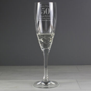 Personalised Big Age Cut Crystal Champagne Flute, 4 of 6
