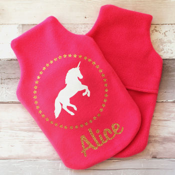Personalised Sparkly Unicorn Hot Water Bottle Cover, 3 of 6