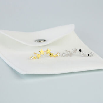 Sterling Silver Star Ear Climber Stud Earrings, 8 of 8