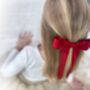 Girls Christmas Red Hair Bow Barrette In Satin, thumbnail 3 of 5