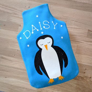 Penguin Personalised Hot Water Bottle Cover, 2 of 6