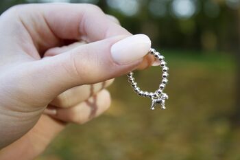 Sterling Silver Ball Bead Ring With Mini Schnauzer, 6 of 12