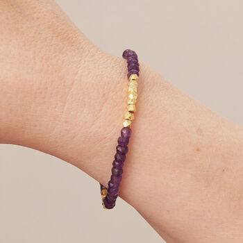 Amethyst And Gold Plated Silver Beaded Bracelet, 5 of 12