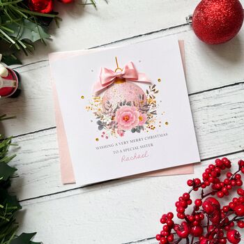 Handmade Pink Bauble Christmas Card, 3 of 7