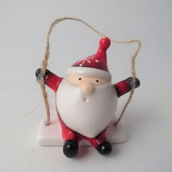 Ceramic Santa On Swing Decoration, 2 of 5
