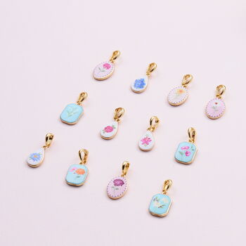 Birth Flower Enamel Pendant Necklace, 7 of 8